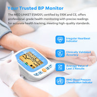 MEDLINKET Blood Pressure Monitors for Home Use, ESM201 Upper Arm BP Monitor with Large Backlit Big Numbers, 9-17inch Comfort Large BP Cuff, Takes Average of 3 Readings and Irregular Heartbeat Detector