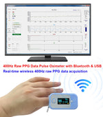 400Hz Raw PPG Data Pulse Oximeter with Bluetooth & USB, Real-Time Wireless PPG Developer Device for Biomedical Research and Algorithm Development