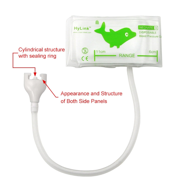 Philips MP Series M1870S Compatible Disposable Neonate #3 NIBP TPU Cuff with New Safety Connector