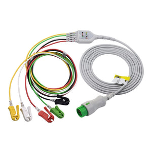 Mindray-compatible 5-lead ECG trunk cable EA6252A with chemical-resistant TPU jacket
