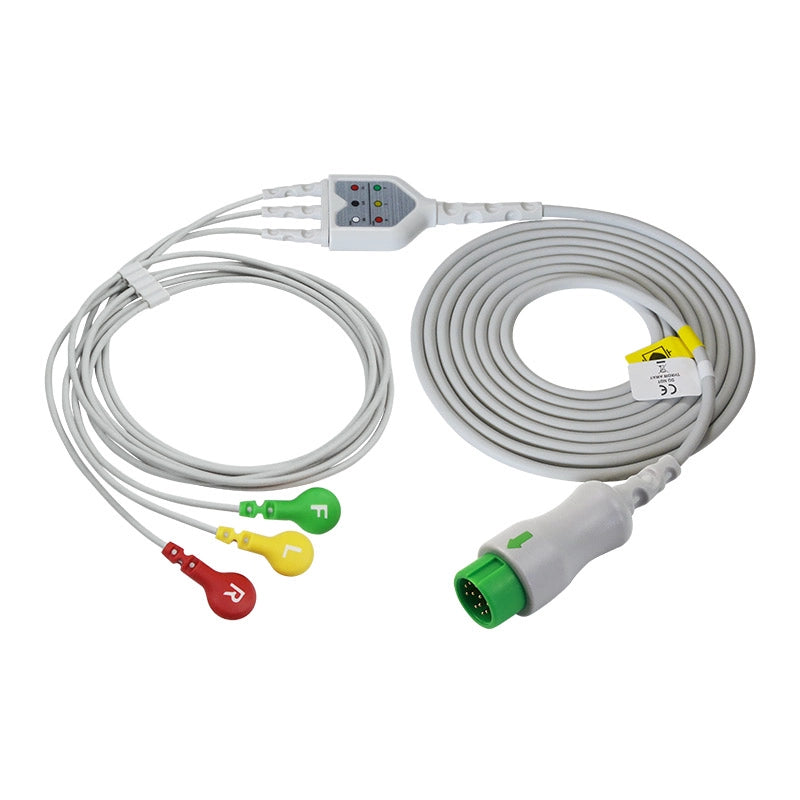 Mindray 3 lead ECG cable Compatible with pinch Snap,IEC-EA6232B
