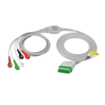 5 lead ECG cable Nihon Kohden Compatible with pinch Snap