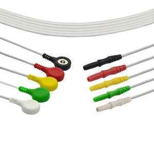 Din Style ECG Lead Wire Compatible 5-Lead,Snap,IEC-1m