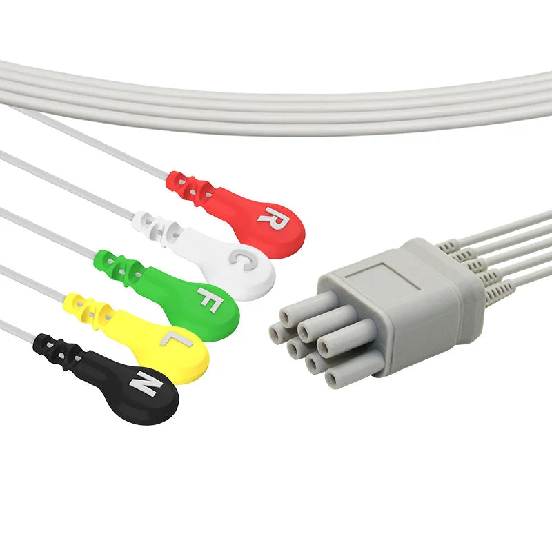 Mindray Compatible 5-Lead ECG Telemetry Leadwire Snap IEC EY6501B reusable