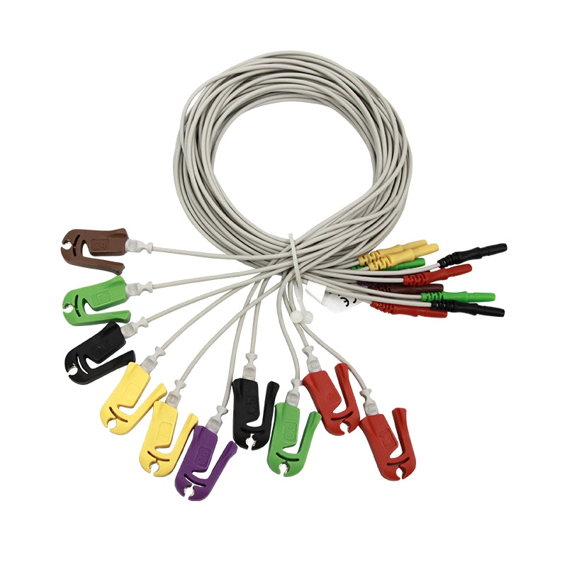 Din Style ECG Lead Wire Compatible 10-Lead,Grabber,IEC-1m