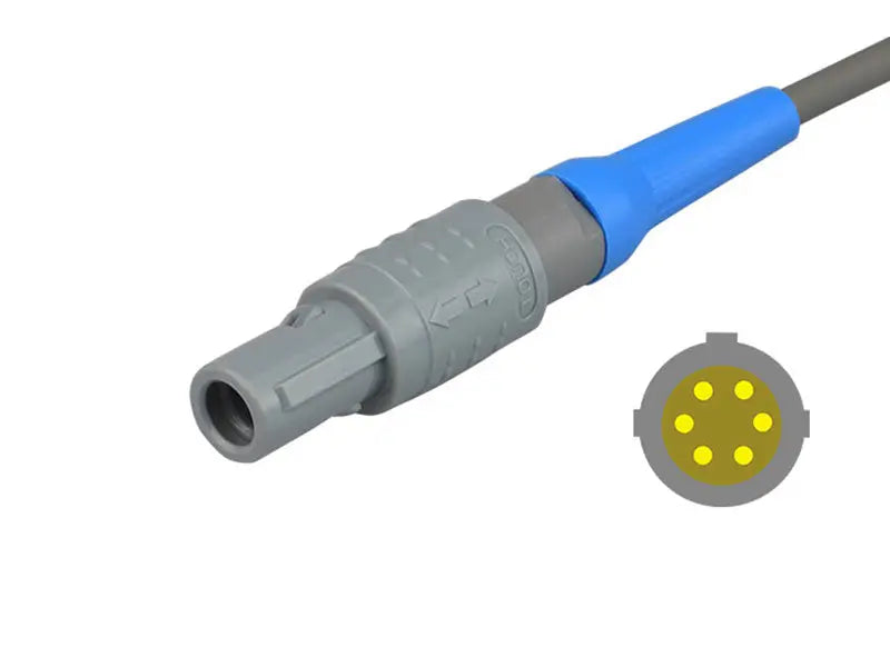 6-pin LEMO direct-connect plug for reusable adult SpO2 sensor, compatible with Comen and Lutech monitors