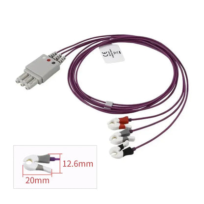 Philips M1624A/989803144941 compatible 3-Ld Miniclip ECG Leadwire,Infant/neonatal