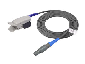Reusable adult finger clip SpO2 sensor with 10ft cable, 6-pin LEMO connector, for Comen and Lutech monitors