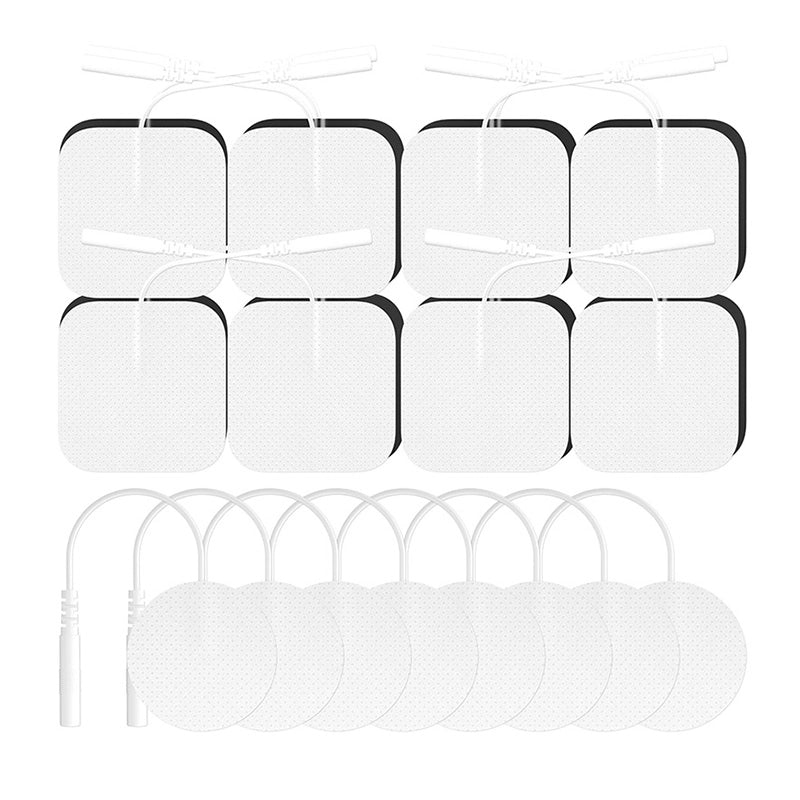 TENS unit replacement pads, 24-pack with 16 square and 8 round 2mm pin electrodes