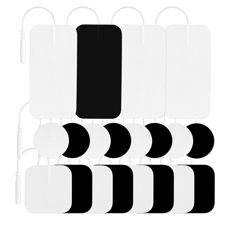 TENS unit replacement pads, 28-pack with 8 round, 12 square and 8 rectangular 2mm pin electrodes