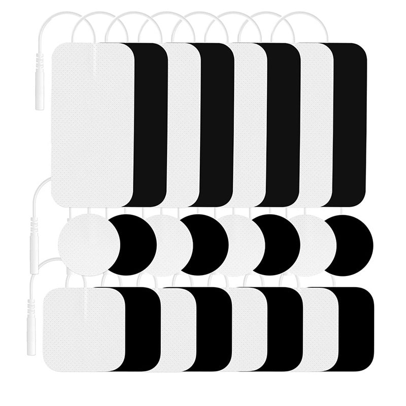 TENS unit replacement pads, 28-pack with 8 round, 12 square and 8 rectangular 2mm pin electrodes