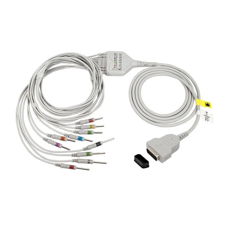 GE Marquette ECG/EKG Cables With 10 Leads 3mm Needle