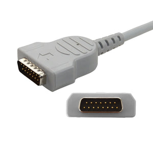 DB-15pin Connector with ECG/EKG Cable for GE MAC Series